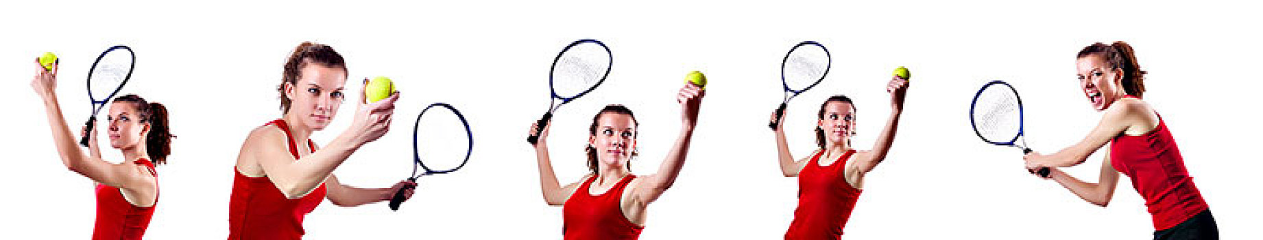 女人,网球手,隔绝,白色背景
