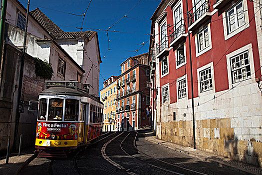 欧洲,葡萄牙,里斯本,传统,黄色,有轨电车