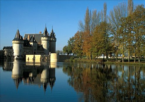 法国,中心,城堡,反射,卢瓦尔河