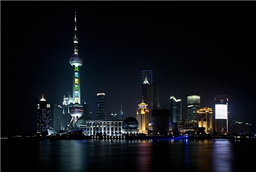 上海,天际线,夜晚