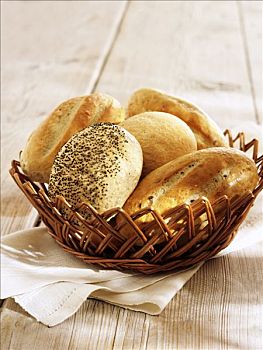 种类,面包卷,面包筐