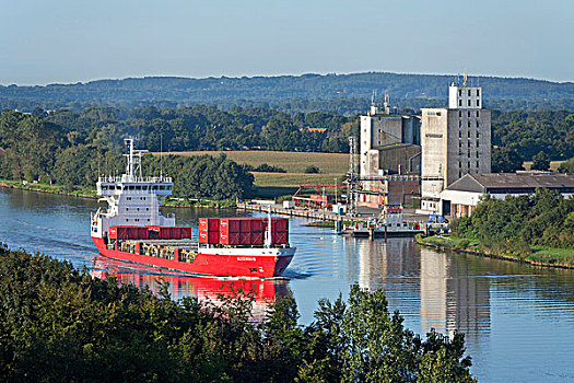 容器,船,基尔,运河,靠近,石荷州,德国,欧洲
