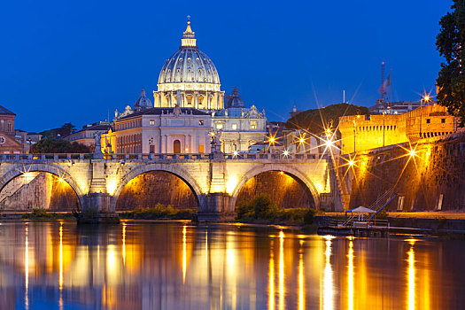 圣徒,大教堂,夜晚,罗马,意大利