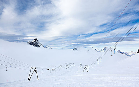 高海拔,斜坡,策马特峰,滑雪区,背景,马塔角,顶峰,瓦萊邦,瑞士,欧洲阿尔卑斯山