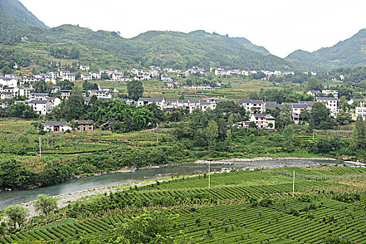 湖北恩施州麂子渡村风景区民居风光