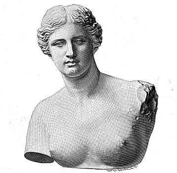 维纳斯,阿芙罗狄蒂,半裸,雕塑,女神,木刻,法国,欧洲