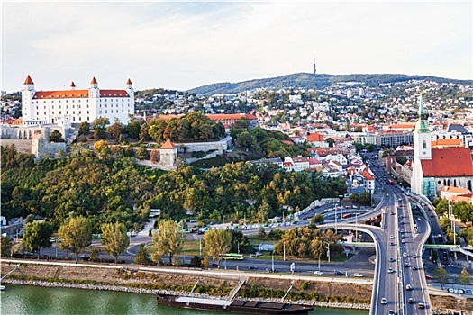 布拉迪斯拉瓦,城堡,多瑙河,水岸