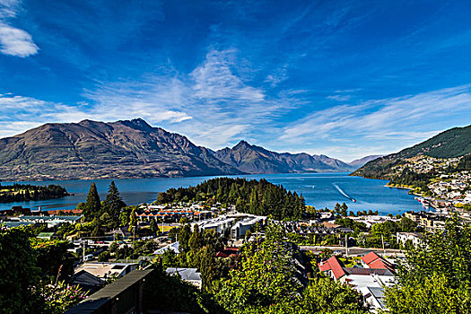 景色,俯视,皇后镇,奥塔哥,南岛,新西兰