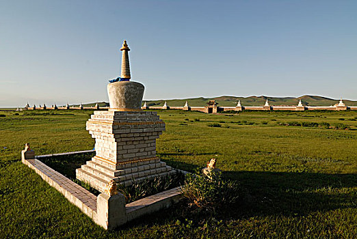 佛塔,墙壁,寺院,喀喇昆仑,蒙古,亚洲