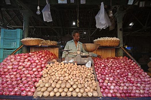 摊贩,货摊,菜市场,迈索尔,印度,南亚