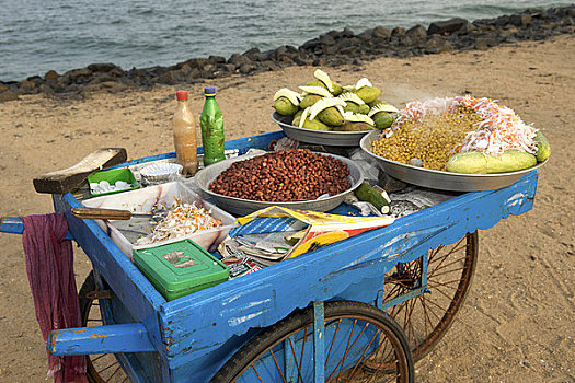 食物,手推车,海滩,印度