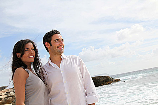 幸福伴侣,走,加勒比,海滩