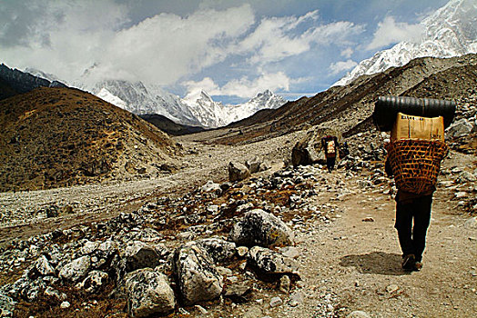 尼泊尔,搬运工,拿,向上,四月,2007年
