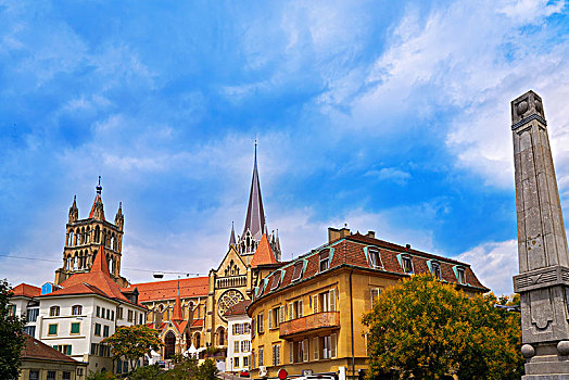 洛桑,城市,圣母大教堂,瑞士