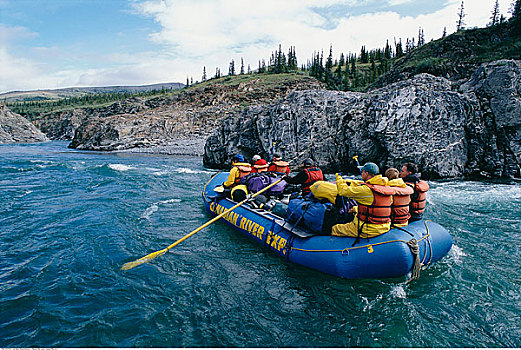 人,乘筏,河,育空,加拿大