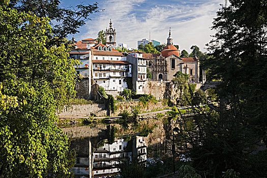 古建筑,反射,河,葡萄牙