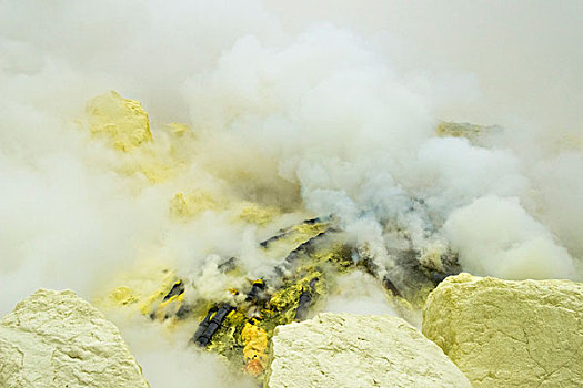 硫磺,上升,火山,东方,爪哇,印度尼西亚,大幅,尺寸