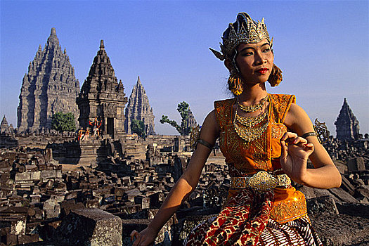舞者,普兰班南,印度教,庙宇,爪哇,印度尼西亚