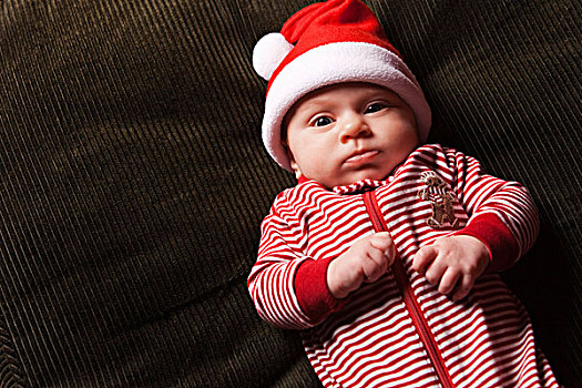婴儿,戴着,红色,白色,圣诞节,圣诞帽