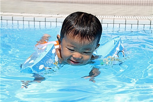 日本人,男孩,游泳池,1岁