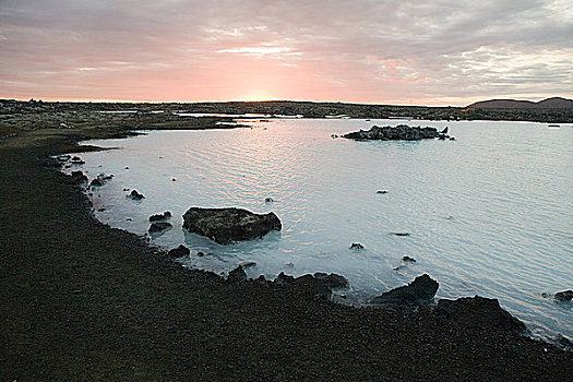 冰岛,日落,蓝色泻湖