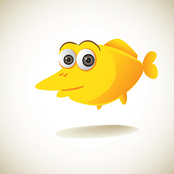 卡通,鱼,可爱,黄色,插画