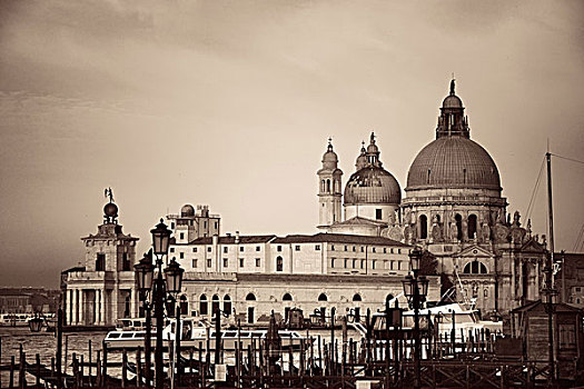 水岸,风景,威尼斯,教堂,圣马利亚,行礼,运河,意大利