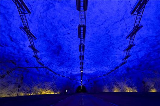 彩色,路灯,隧道,挪威
