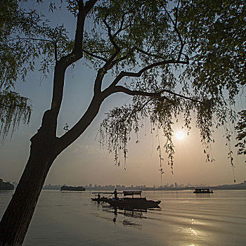 杭州西湖苏堤之晨