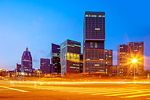 城市道路,建筑,夜景