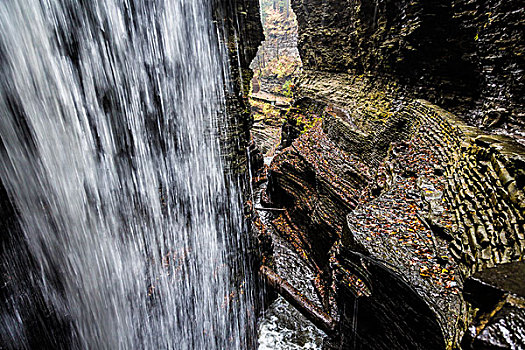 俯视,瀑布,溪流,沃特金斯戈兰,州立公园,纽约,美国
