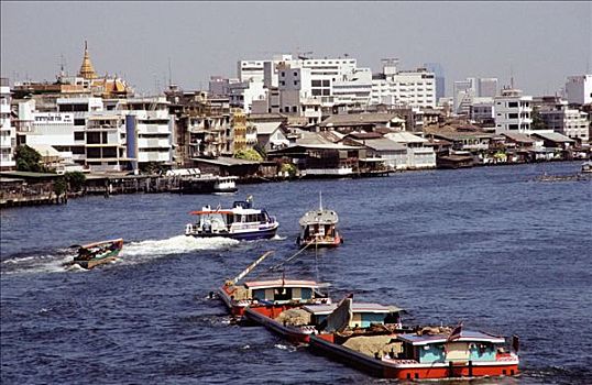 泰国,曼谷,驳船,河