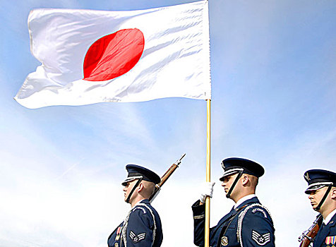 空军,仪仗兵,熊,日本国旗