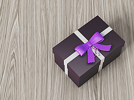 深棕色,礼盒,紫色,丝带,蝴蝶结
