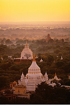 俯视,风景,塔,日落,传说,曼德勒,缅甸