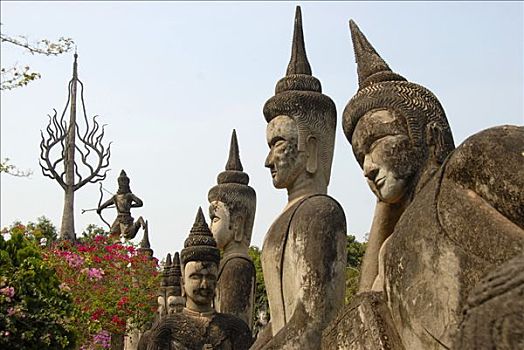 佛教,雕塑,沉思,靠近,万象,老挝,东南亚