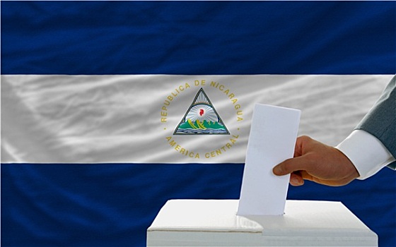 男人,投票,选举,尼加拉瓜,正面,旗帜