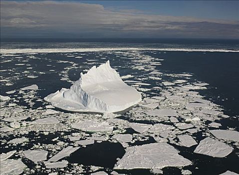 冰山,大块,漂浮,冰,海岸,富兰克林,岛屿,风景,直升飞机,南极
