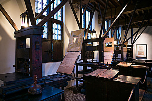 比利时,安特卫普,博物馆,第一,工业,早,印刷机