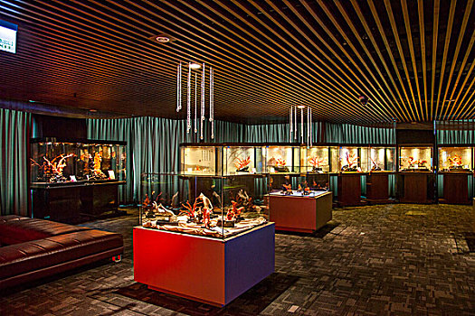 台湾台北市103大厦旅游商场展示的台湾红珊瑚工艺品