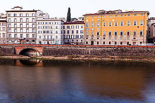 阿尔诺河,堤,早晨,亮光,佛罗伦萨