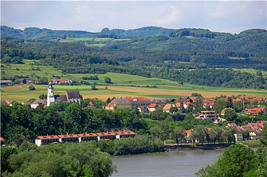 航拍,多瑙河,城镇