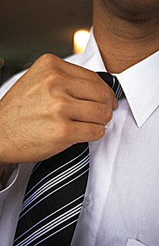 男人,调整,领带,局部