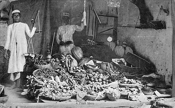 水果店,印度,早,20世纪