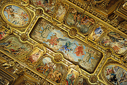 室内,天花板,描绘,音乐,历史,大厅,加尼叶,巴黎,法国,欧洲