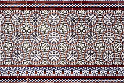 瓷砖,装饰,特写,安达卢西亚,西班牙,欧洲
