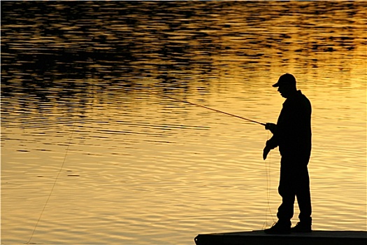 钓鱼,日落