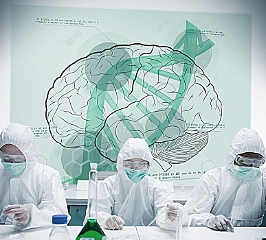 化学家,工作,未来,界面,展示,科学,图表,基因,大脑