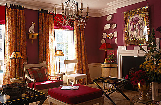 椅子,放置,土耳其,正面,壁炉,装饰,红色,起居室
