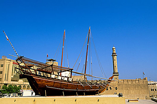 阿联酋,迪拜,博物馆,独桅三角帆船,船